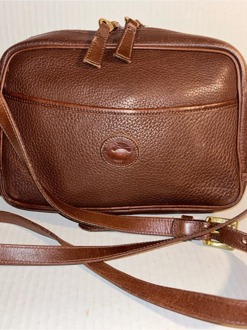 Dooney & Bourke Brown Pebbled Leather Messenger Crossbody